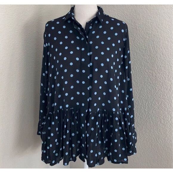 Zara Woman Oversized Drop Waist Polka Dot Tunic Size Medium - Picture 1 of 11